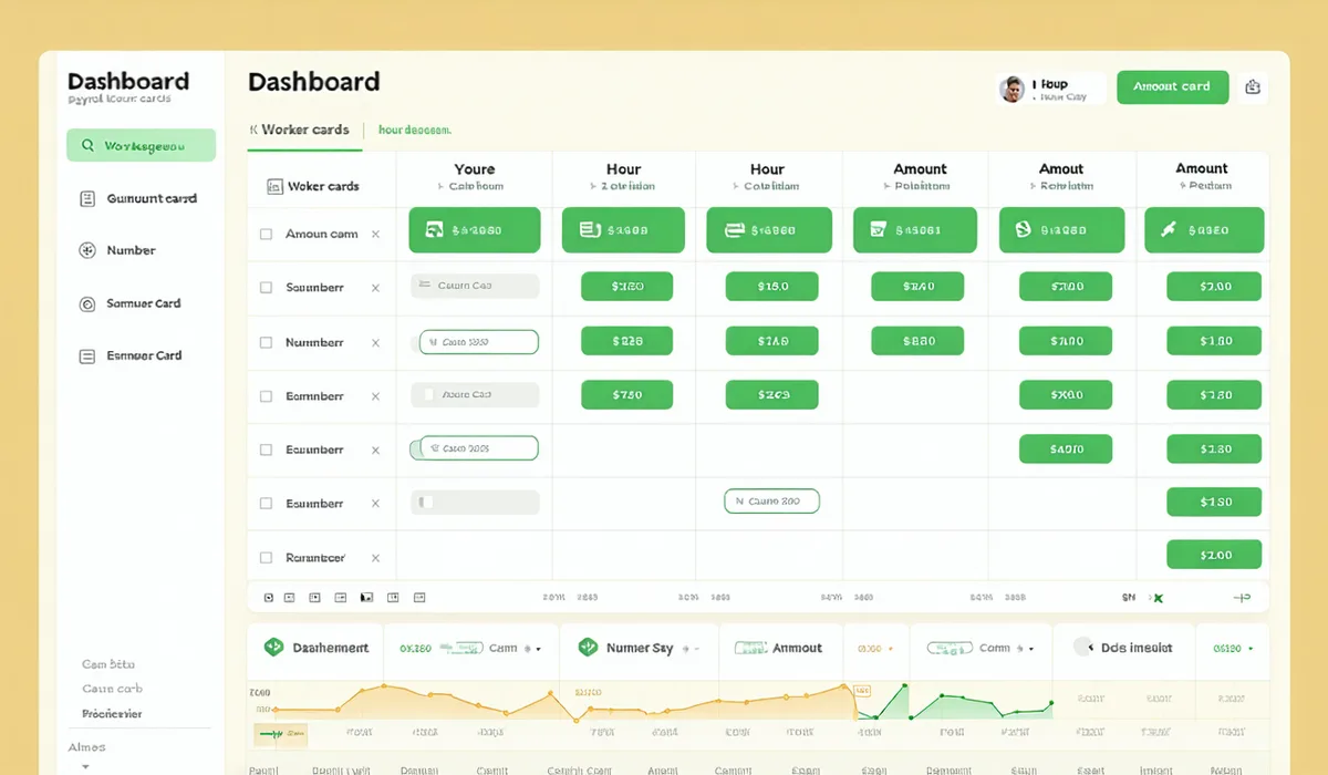 Seso payroll interface showing worker list, hours worked, and wage calculations